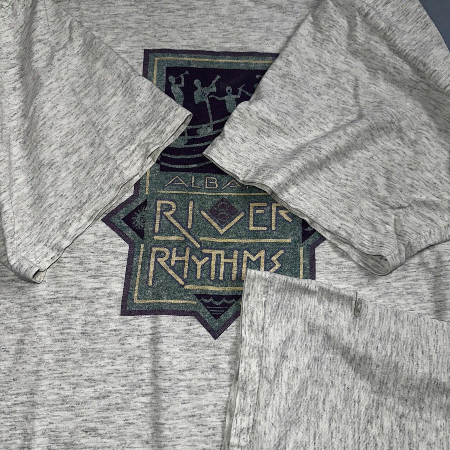 Oneita Albany River Rhythms Music VTG T Shirt Band 90s Single Stitch Gray Jazz