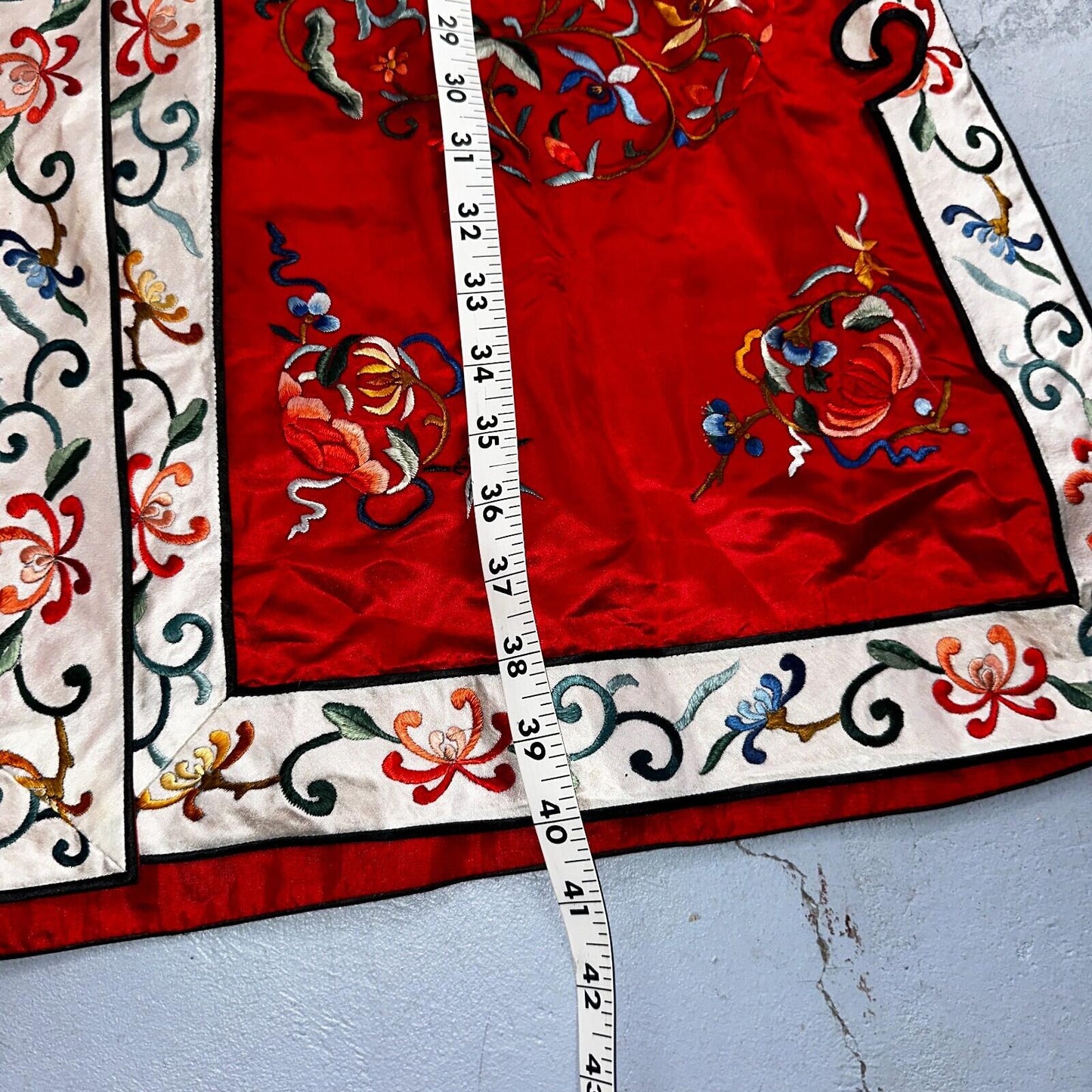 VTG Chinese Silk Cloth Dynasty Palace Red Dragon Robe Kimono Bai Hua Embroidery