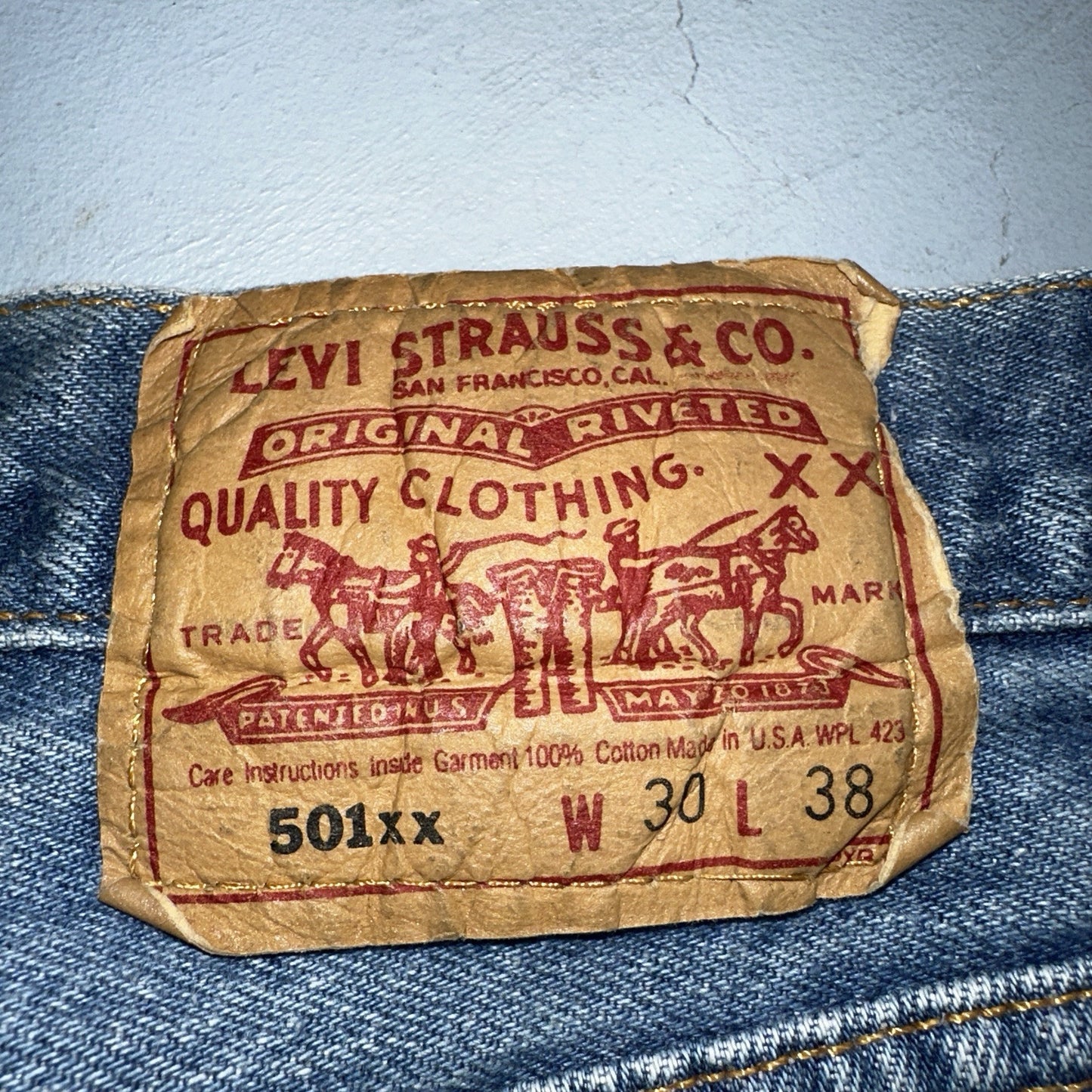 Levis 501 Vintage 90s USA XX Straight Leg Jeans Blue Med Wash 30x38 Act 27x33