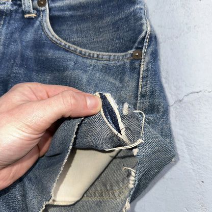 Vintage LEVIS 501XX Jeans Big E 1950s Redline Selvedge USA Jerky 40s Shorts Cut