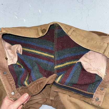 Carhartt VTG 50s 60s Double Knee Heart Logo Brown Canvas Pants 32x32 Wool Lined
