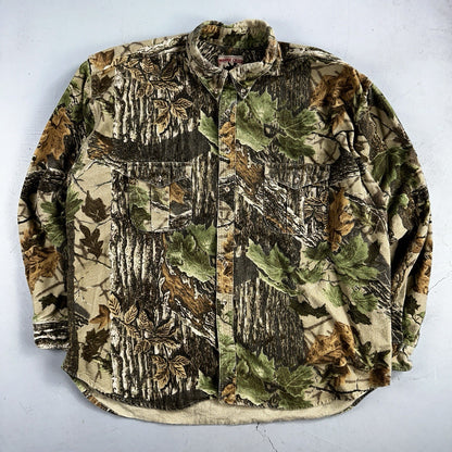VTG Moose Creek Legendary Outdoor Clothing Heavy Flannel Shirt Realtree Camo USA