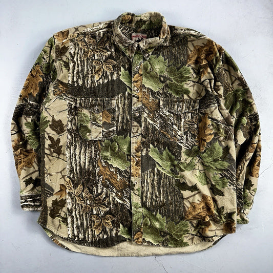 VTG Moose Creek Legendary Outdoor Clothing Heavy Flannel Shirt Realtree Camo USA