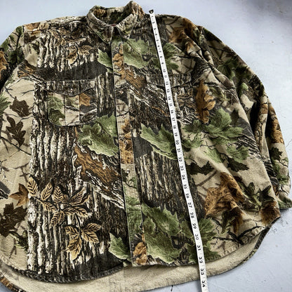 VTG Moose Creek Legendary Outdoor Clothing Heavy Flannel Shirt Realtree Camo USA