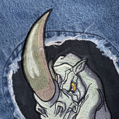 JNCO Jeans Y2K Vintage Endangered Species Collection Rhino Size 30 Grunge 28x25