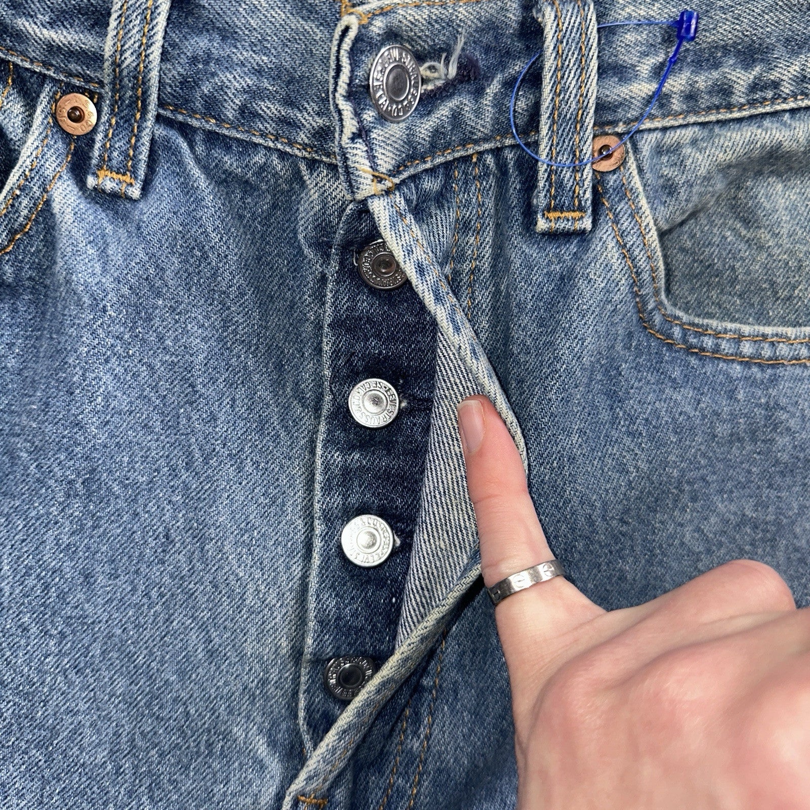 Levis 501 Vintage 90s USA XX Straight Leg Jeans Blue Med Wash 30x38 Act 27x33