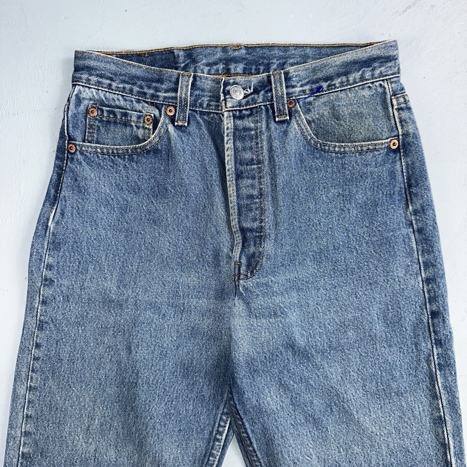 Levis 501 Vintage 90s USA XX Straight Leg Jeans Blue Med Wash 30x38 Act 27x33