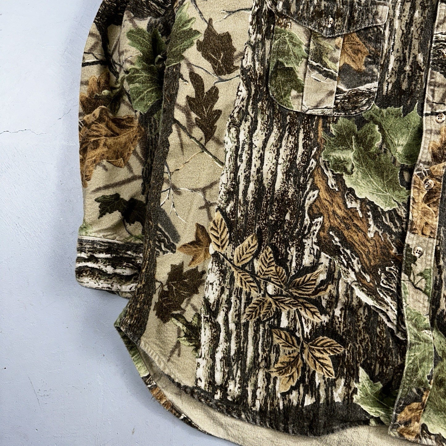 VTG Moose Creek Legendary Outdoor Clothing Heavy Flannel Shirt Realtree Camo USA