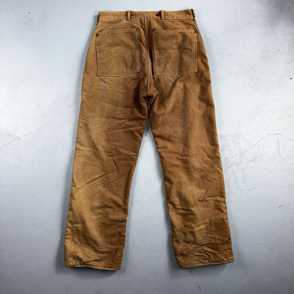 Carhartt VTG 50s 60s Double Knee Heart Logo Brown Canvas Pants 32x32 Wool Lined
