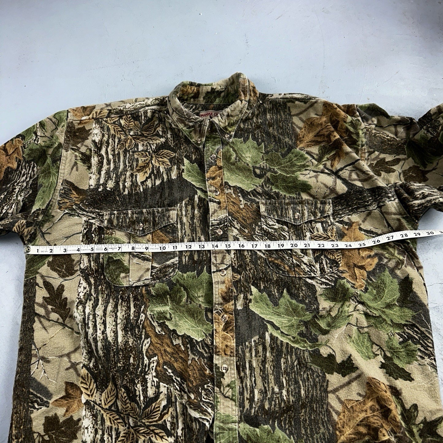 VTG Moose Creek Legendary Outdoor Clothing Heavy Flannel Shirt Realtree Camo USA