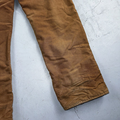 Carhartt VTG 50s 60s Double Knee Heart Logo Brown Canvas Pants 32x32 Wool Lined