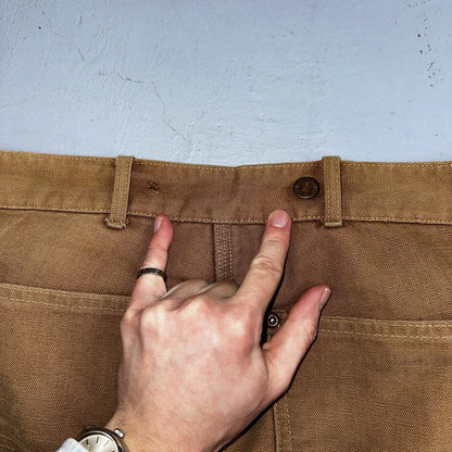 Carhartt VTG 50s 60s Double Knee Heart Logo Brown Canvas Pants 32x32 Wool Lined