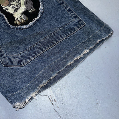 JNCO Jeans Y2K Vintage Endangered Species Collection Rhino Size 30 Grunge 28x25