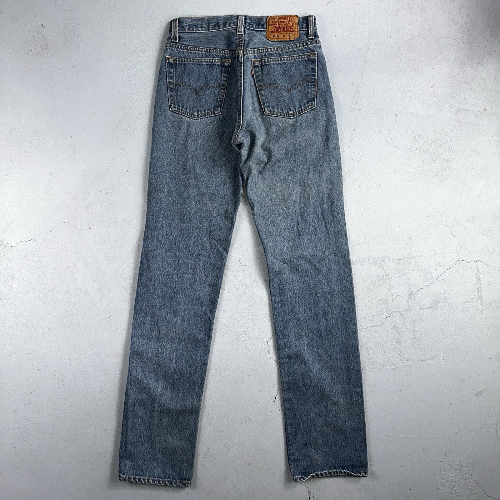 Levis 501 Vintage 90s USA XX Straight Leg Jeans Blue Med Wash 30x38 Act 27x33